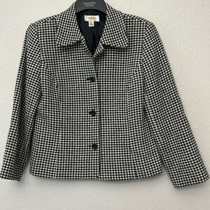 Talbots Petites Wool Blend Houndstooth Blazer Size 6